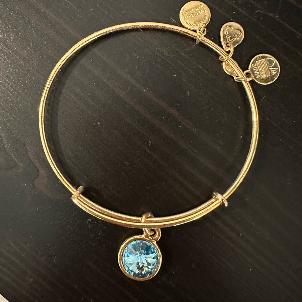 Alex and Ani Gold Charm Bangle March Birthstone